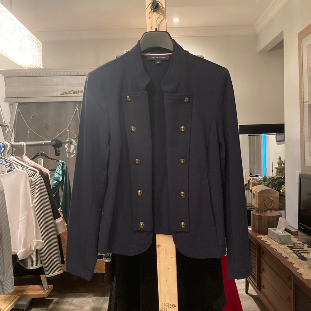 Tommy Hilfiger Size L Dark Blue Double-Breasted Blazer